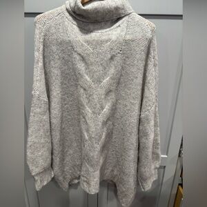 aerie grey cable knit oversized turtleneck sweater Size XXL